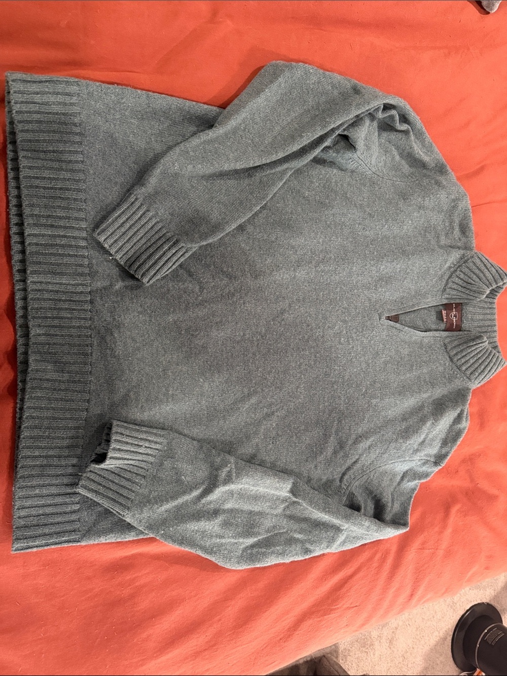 Black & Brown Men's 1/4 Zip Neck Sweater - Classic Pullover - XL - Lambswool